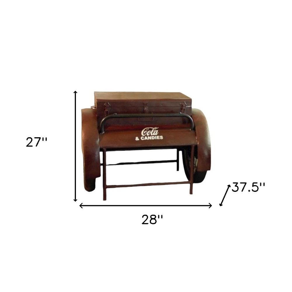 Maroon Steel End Table - 27-inch