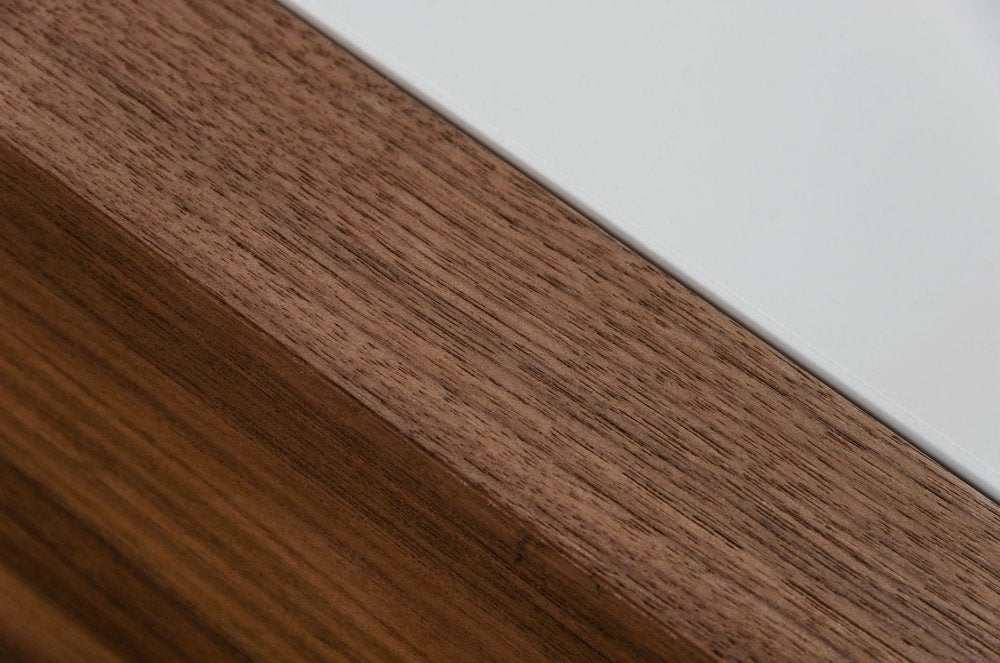 Brown and White Wood Square Solid Coffee Table with Four Drawers