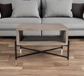 Gray and Black Concrete and Metal Square Coffee Table with Shelf