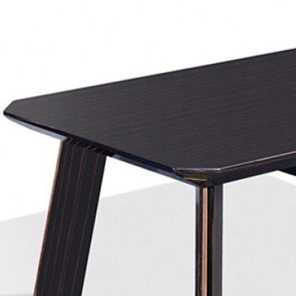 Ebony and Dark Brown Wood and Stainless Steel Coffee Table with Drawer