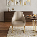 Gray and Gold Upholstered Fabric Dining Arm Chair