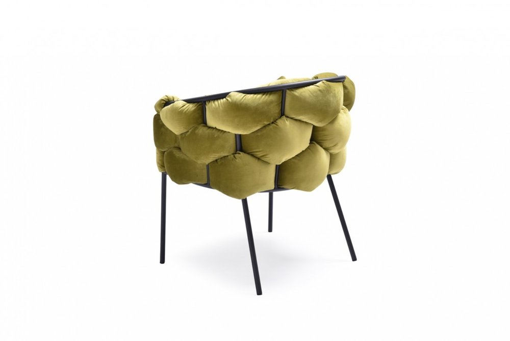 Green and Black Upholstered Fabric Dining Arm Chair