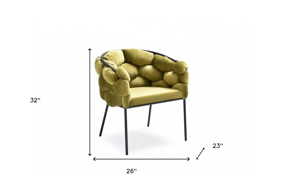 Green and Black Upholstered Fabric Dining Arm Chair