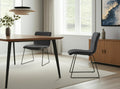 Set of Two Gray and Black Upholstered Fabric Dining Side Chairs
