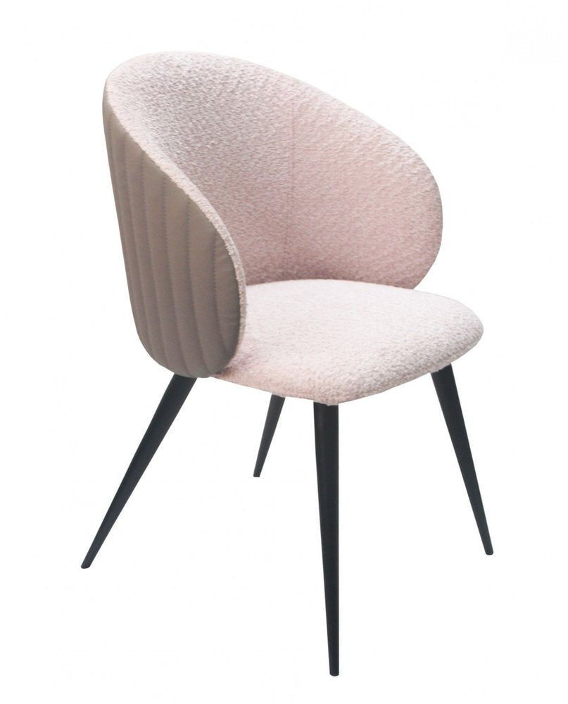 Cream and Black Upholstered Fabric Wing Back Dining Arm Chair