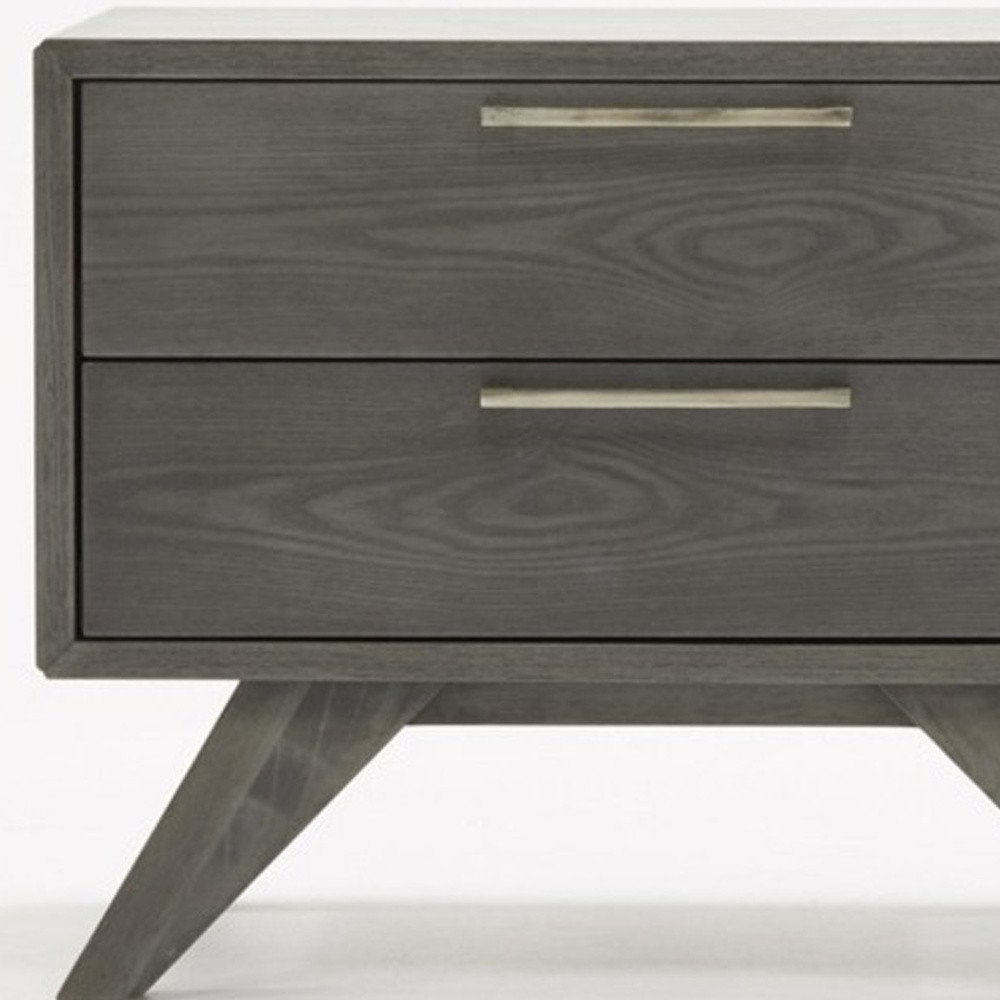 Solid Wood and Wood Two Drawer Nightstand - 18-inch
