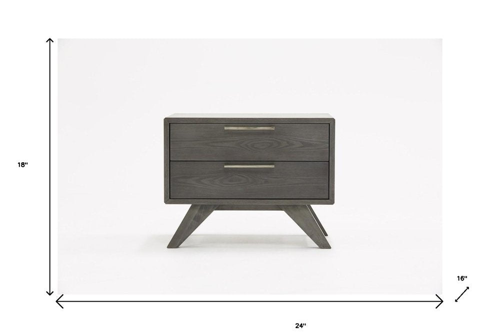 Solid Wood and Wood Two Drawer Nightstand - 18-inch