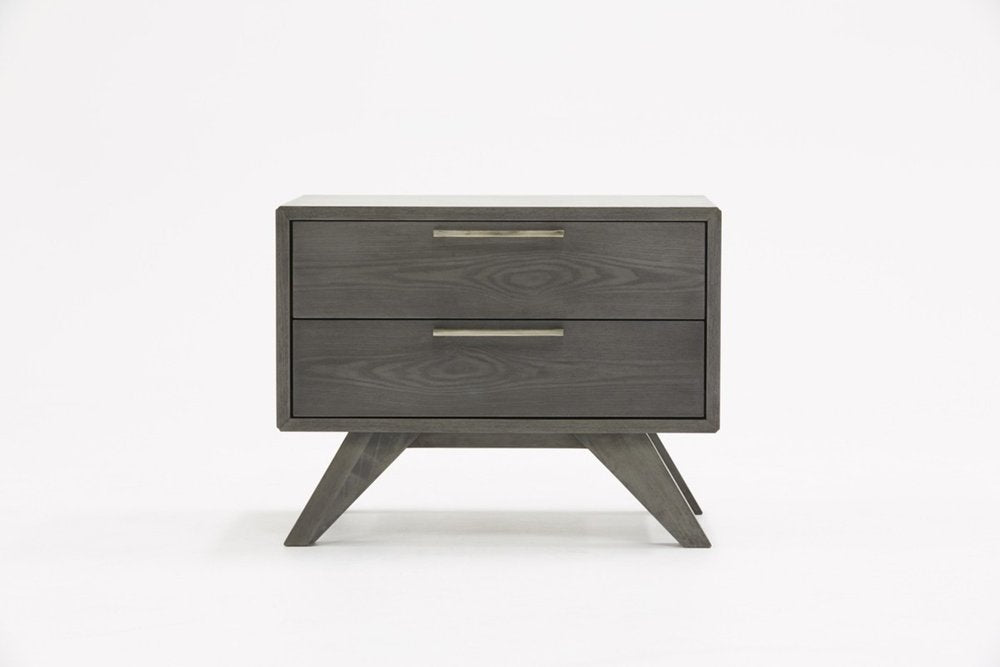 Solid Wood and Wood Two Drawer Nightstand - 18-inch