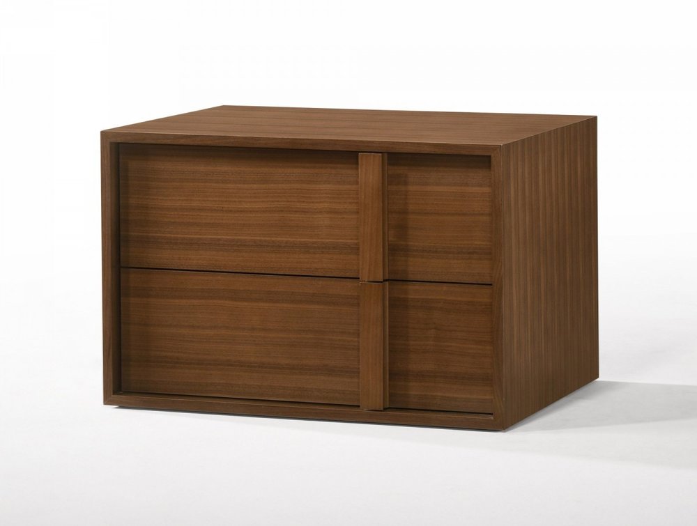 Solid Wood and Wood Two Drawer Nightstand - 19-inch