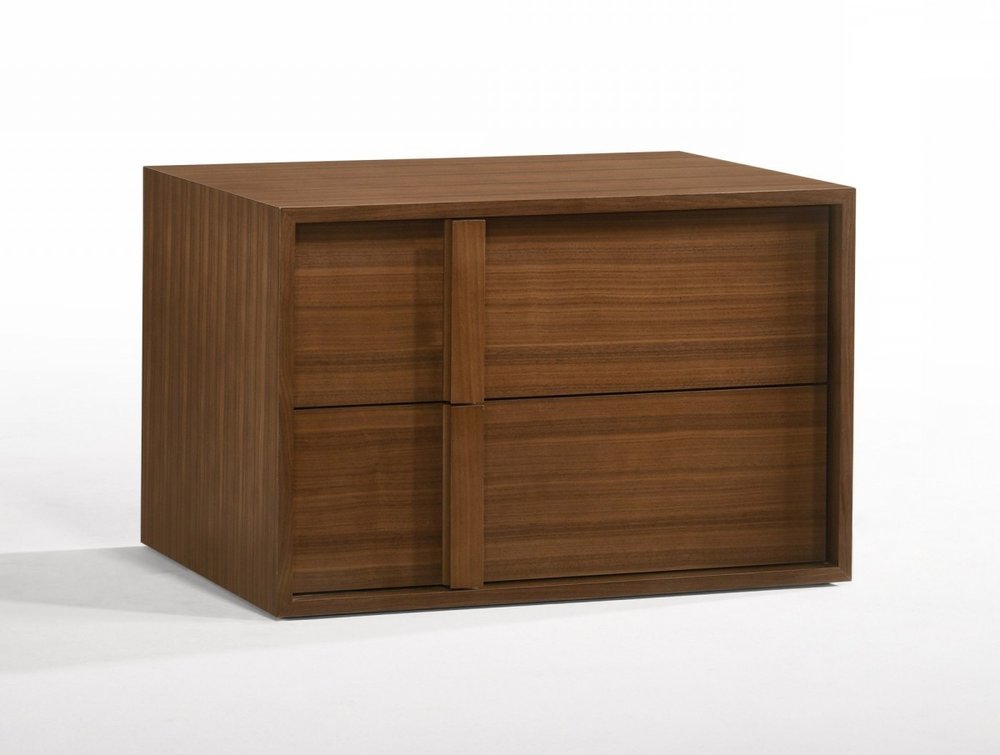 Solid Wood and Wood Two Drawer Nightstand - 19-inch