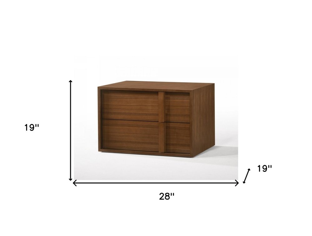 Solid Wood and Wood Two Drawer Nightstand - 19-inch