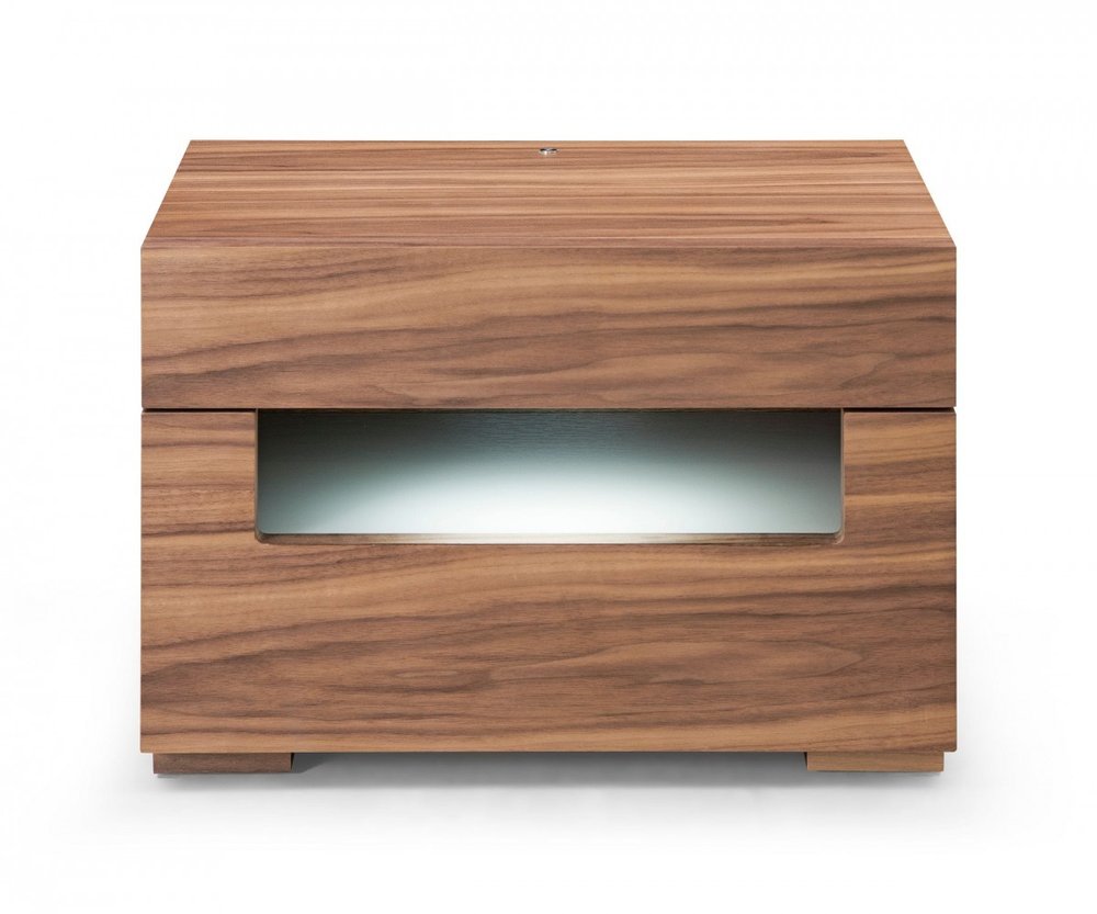 Wood Lighted Two Drawer Nightstand - 16-inch