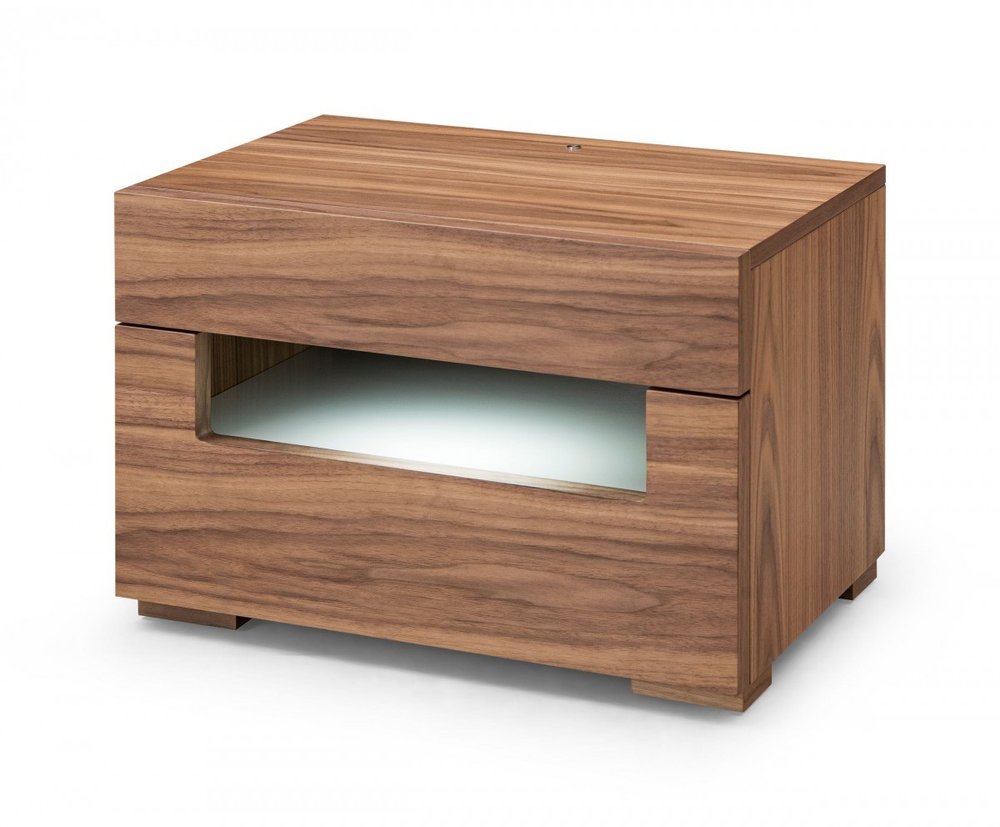 Wood Lighted Two Drawer Nightstand - 16-inch