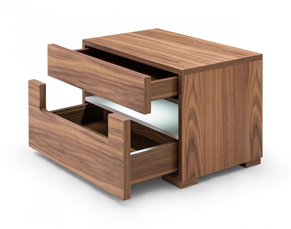 Wood Lighted Two Drawer Nightstand - 16-inch