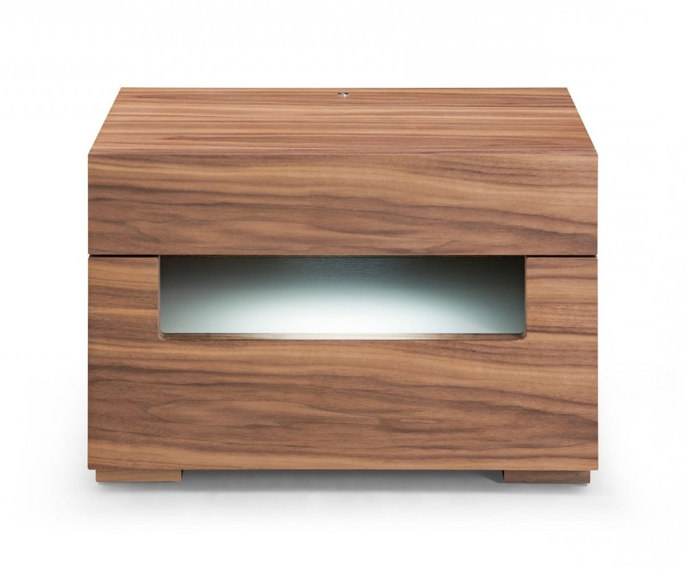 Wood Lighted Two Drawer Nightstand - 16-inch