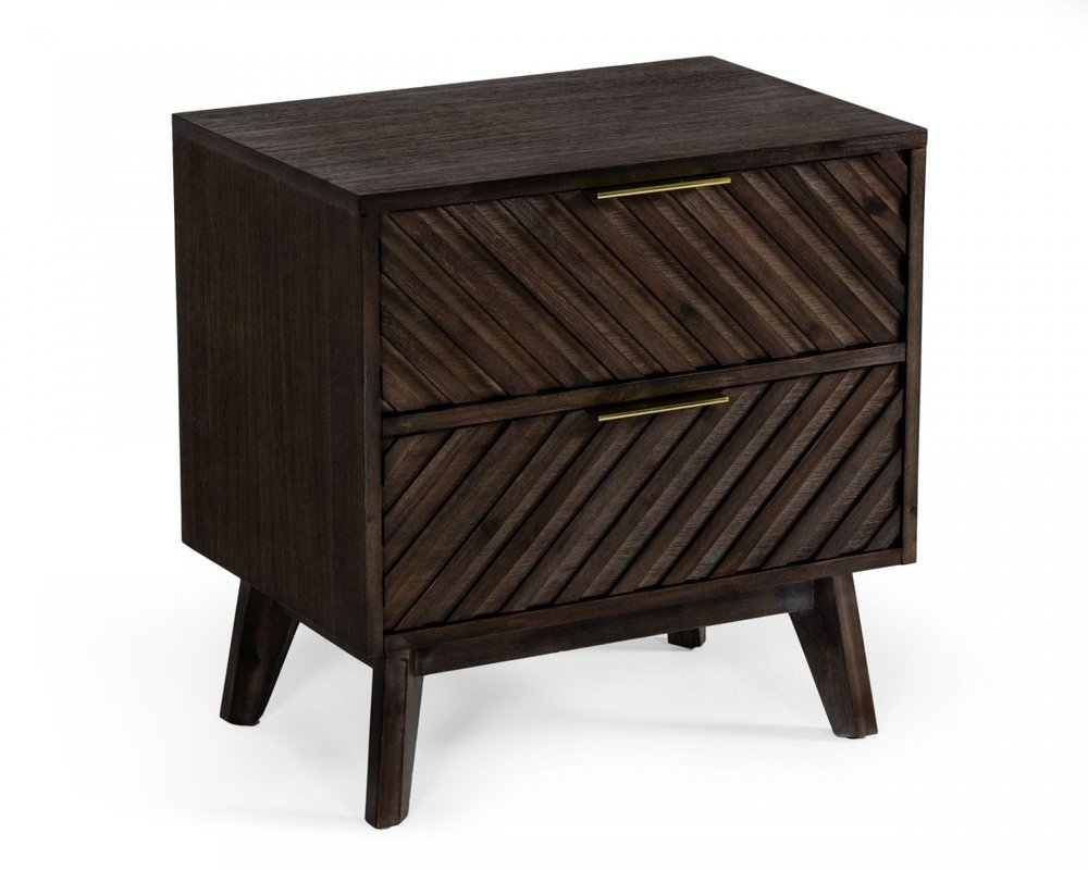 Solid Wood and Wood Two Drawer Nightstand - 24-inch
