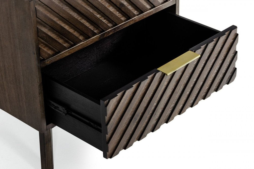 Solid Wood and Wood Two Drawer Nightstand - 24-inch