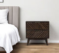 Solid Wood and Wood Two Drawer Nightstand - 24-inch