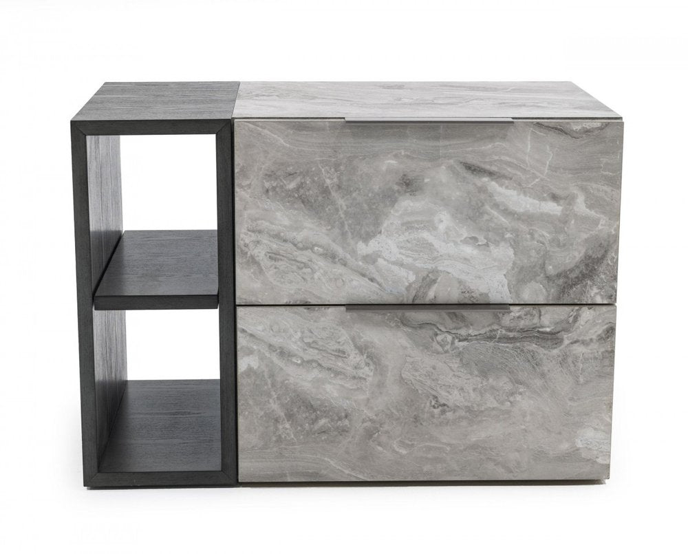 Wood Two Drawer Nightstand - 18-inch