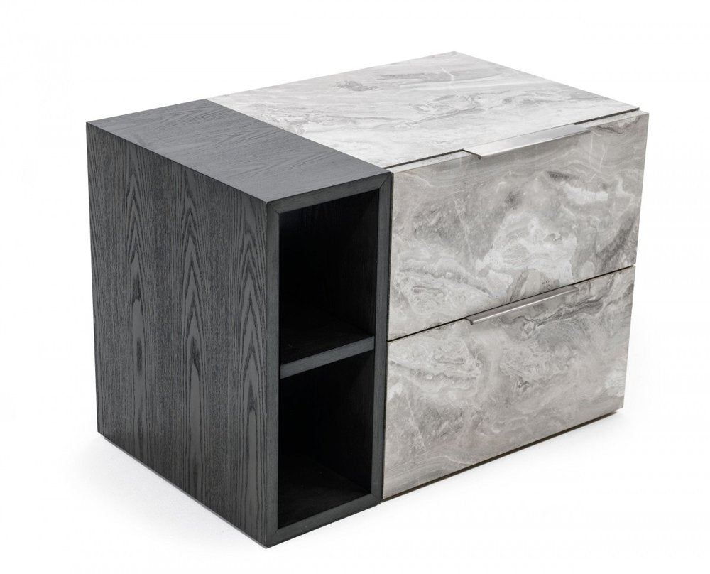 Wood Two Drawer Nightstand - 18-inch
