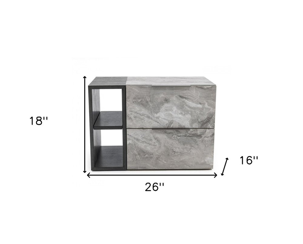 Wood Two Drawer Nightstand - 18-inch