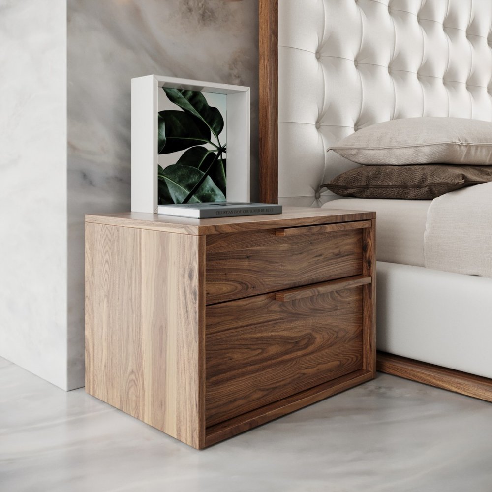 Wood Two Drawer Nightstand - 18-inch
