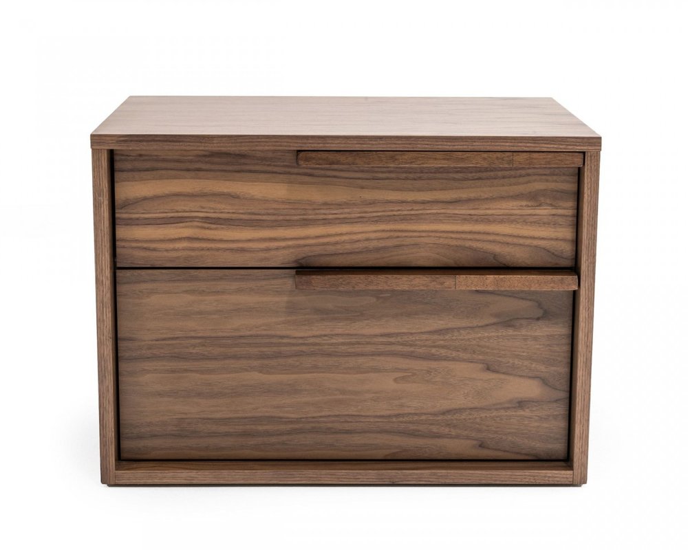 Wood Two Drawer Nightstand - 18-inch