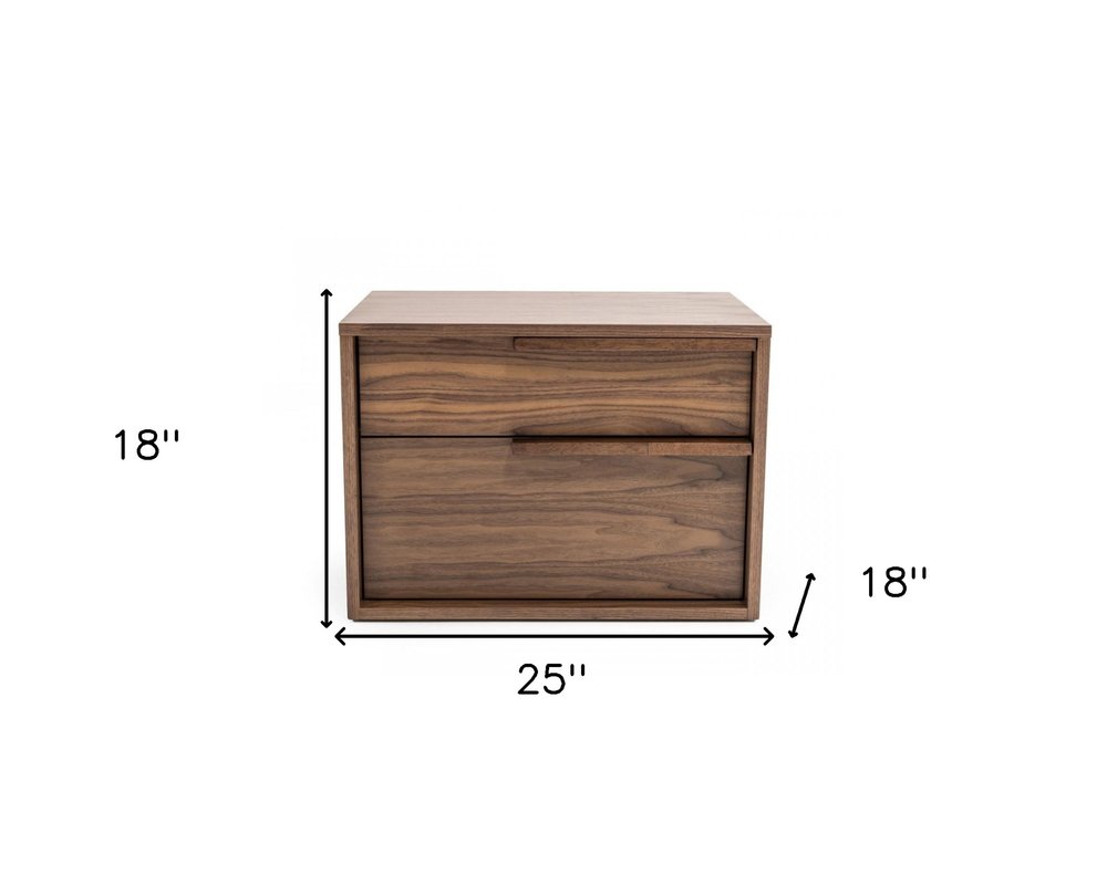Wood Two Drawer Nightstand - 18-inch