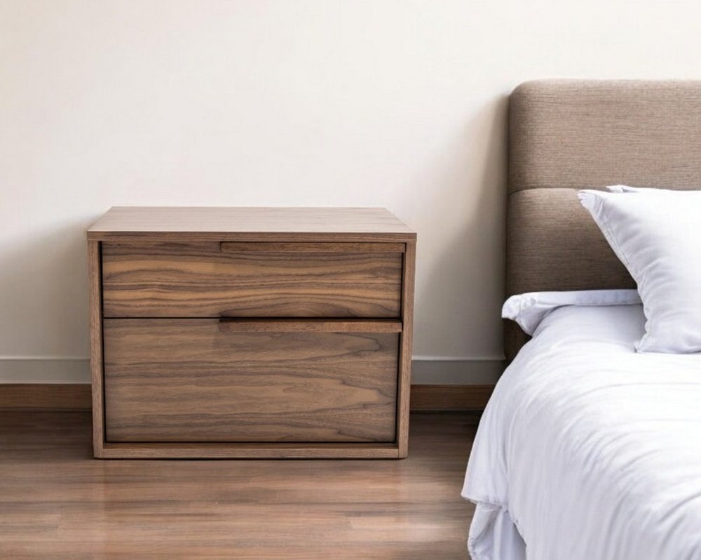 Wood Two Drawer Nightstand - 18-inch