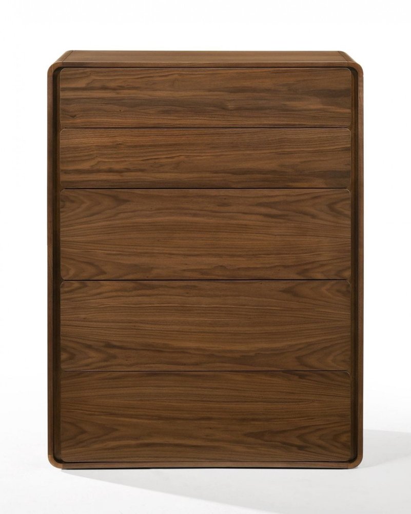 Walnut Solid Wood Five Drawer Chest - 35-inch