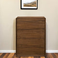 Walnut Solid Wood Five Drawer Chest - 35-inch