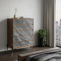 Walnut and Grey Manufactured Wood Five Drawer Chest - 30-inch