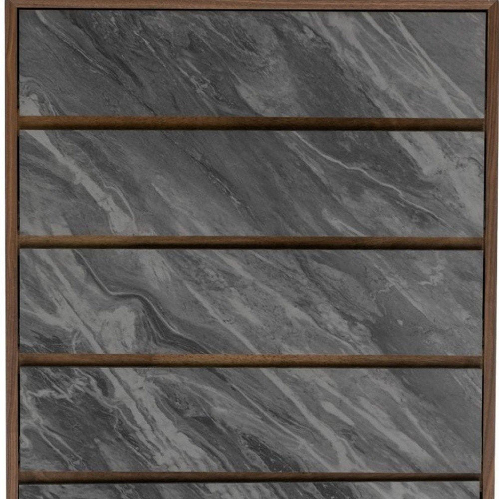 Walnut and Grey Manufactured Wood Five Drawer Chest - 30-inch
