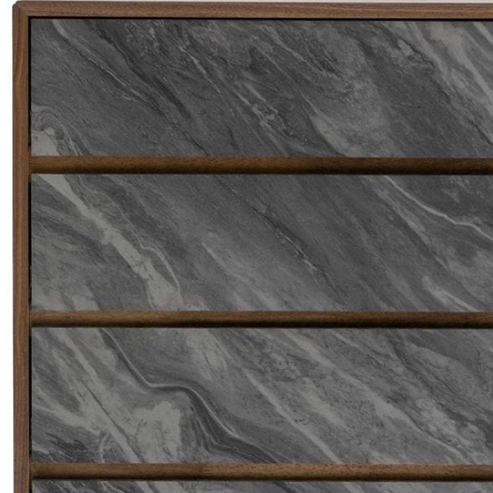 Walnut and Grey Manufactured Wood Five Drawer Chest - 30-inch