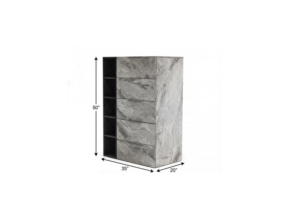 Grey Manufactured Wood Five Drawer Chest - 35-inch
