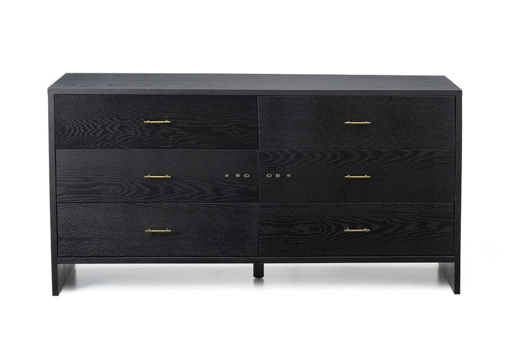 Grey Ash Manufactured Wood Six Drawer Double Dresser - 59-inch