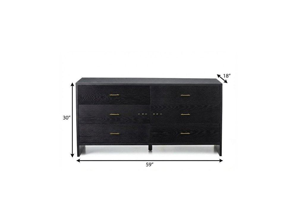 Grey Ash Manufactured Wood Six Drawer Double Dresser - 59-inch