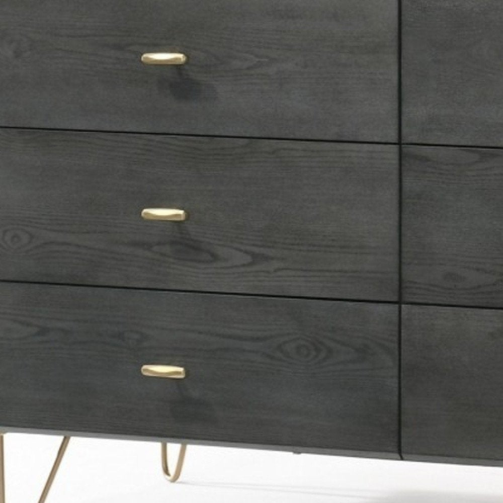 Gray Wood Six Drawer Double Dresser - 51-inch