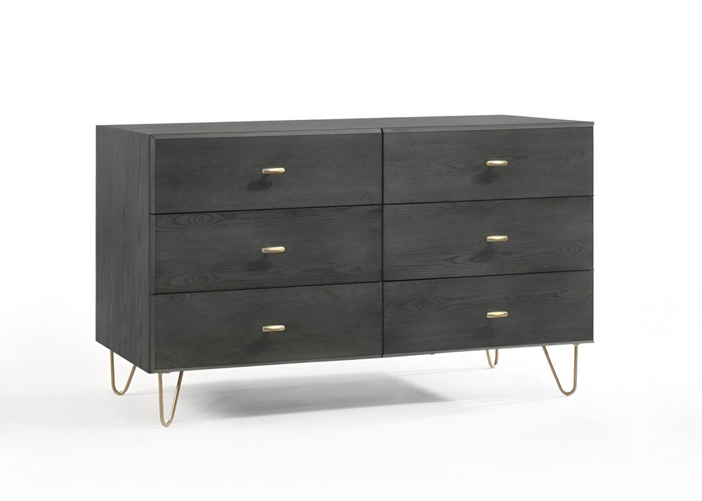 Gray Wood Six Drawer Double Dresser - 51-inch