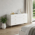 White Wood Six Drawer Double Dresser - 51-inch