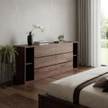 Walnut Solid Wood Six Drawer Double Dresser - 63-inch