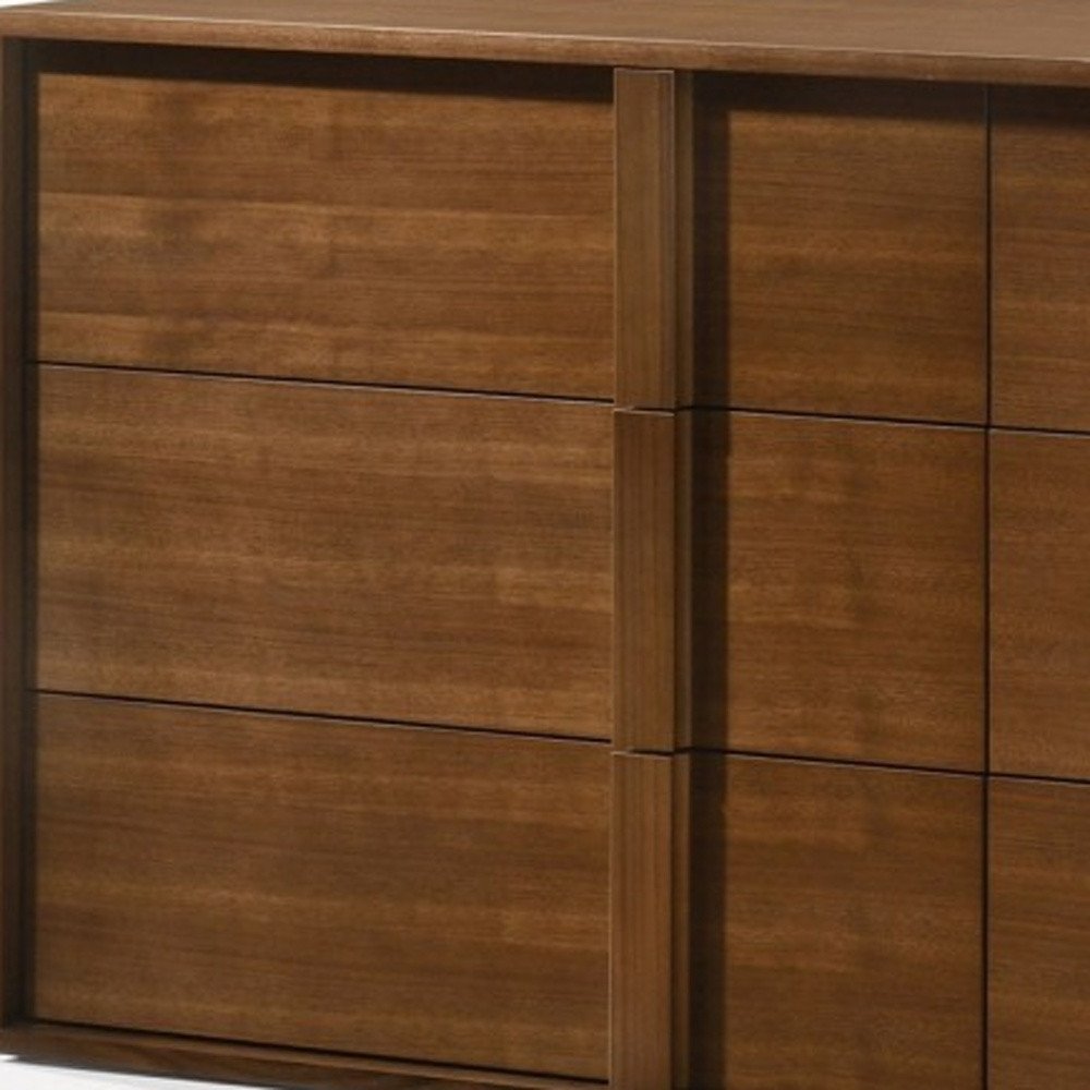 Walnut Brown Wood Contemporary Five Drawer Dresser - 36-inch