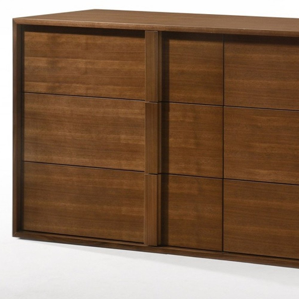 Walnut Brown Wood Contemporary Five Drawer Dresser - 36-inch