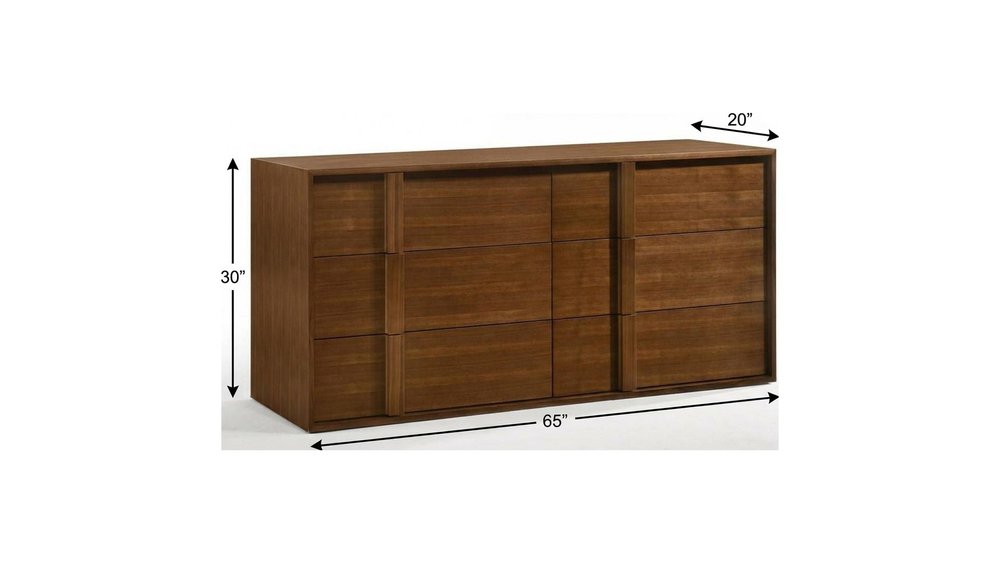 Walnut Brown Wood Contemporary Five Drawer Dresser - 36-inch