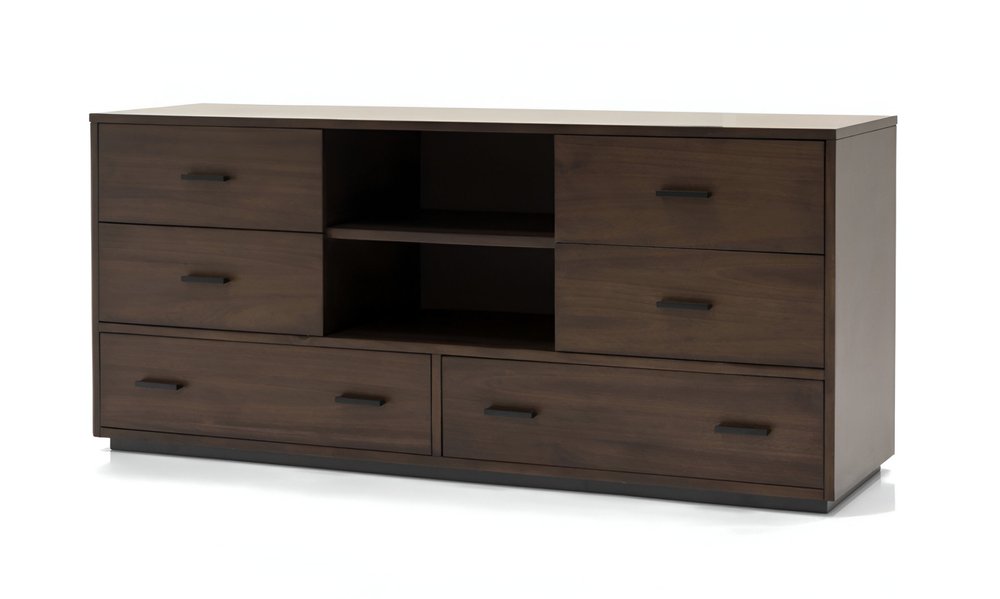 Dark Brown Wood Six Drawer Double Dresser - 63-inch