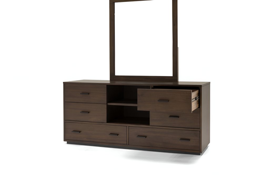 Dark Brown Wood Six Drawer Double Dresser - 63-inch