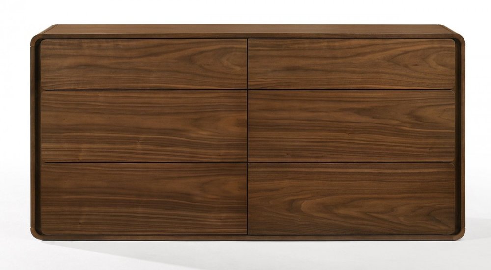Walnut Solid Wood Five Drawer Chest - 35-inch