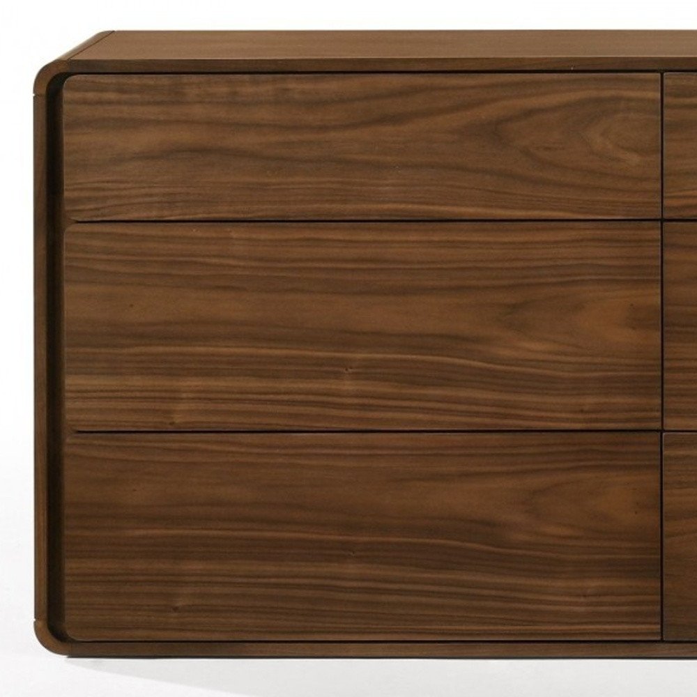 Walnut Solid Wood Five Drawer Chest - 35-inch