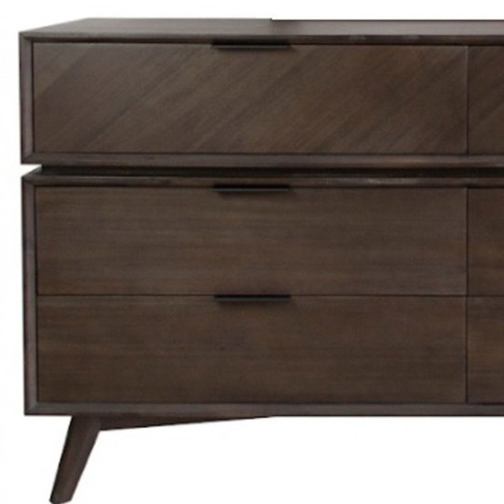 Acacia Solid Wood Six Drawer Double Dresser - 65-inch