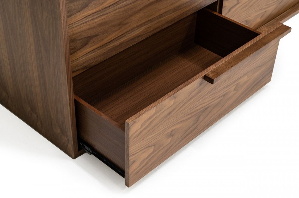 Walnut Manufactured Wood Six Drawer Double Dresser - 60-inch
